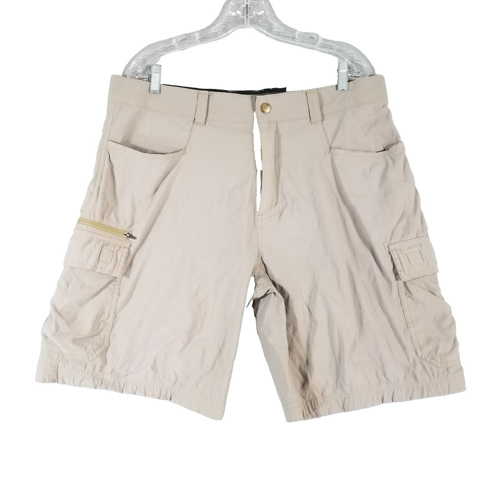 Orvis cargo hiking shorts mens 36 x 10 beige comfort waist stretch nylon outdoor